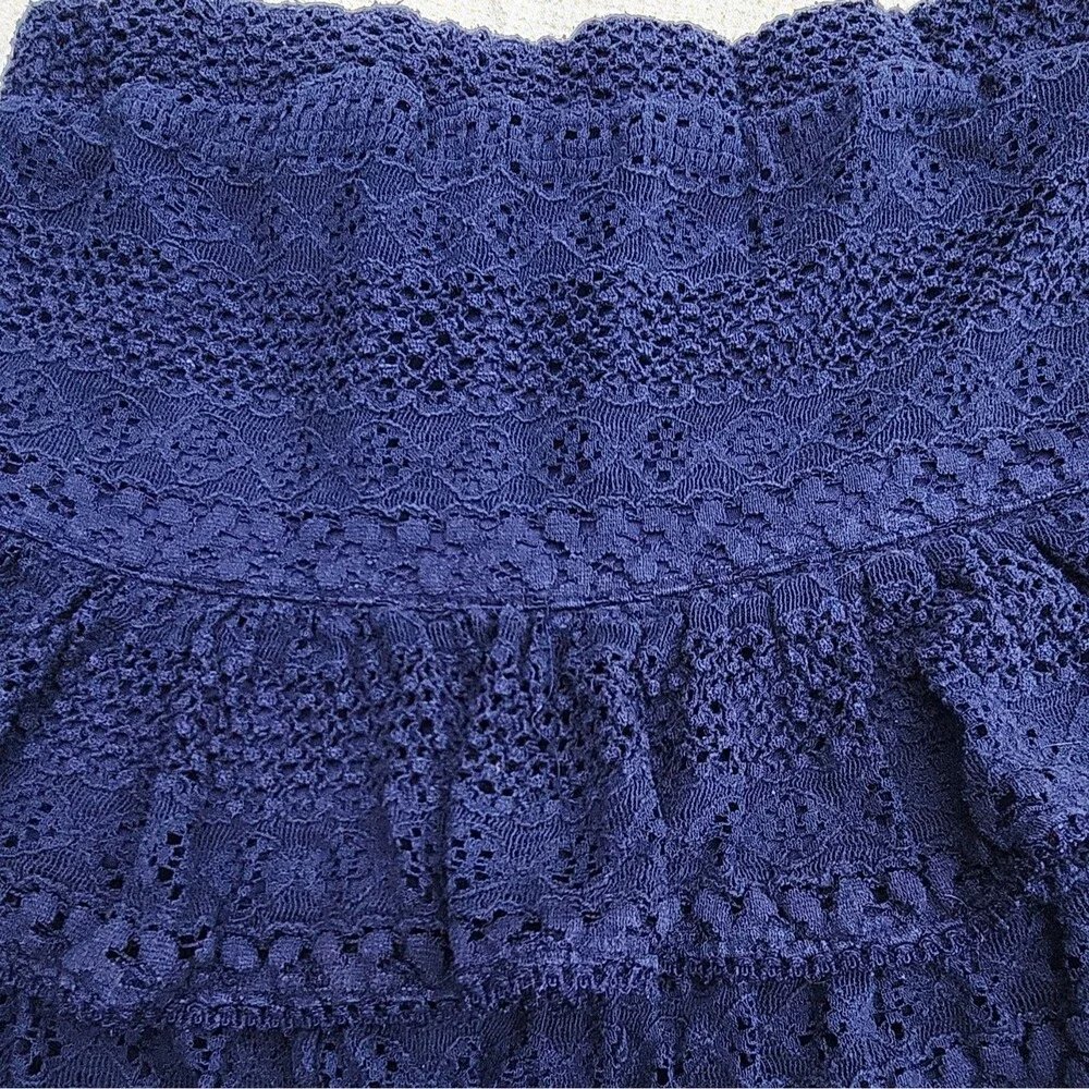 Justice Girls Blue Lace Floral Ruffle Skort Shorts Size 14 Pull On Elastic